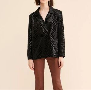 Daisy Street Checkerboard Black Sequin Blazer XS Oversized Trendy Holiday Party